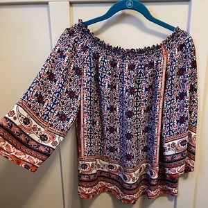 Off Shoulder Paisley Blouse